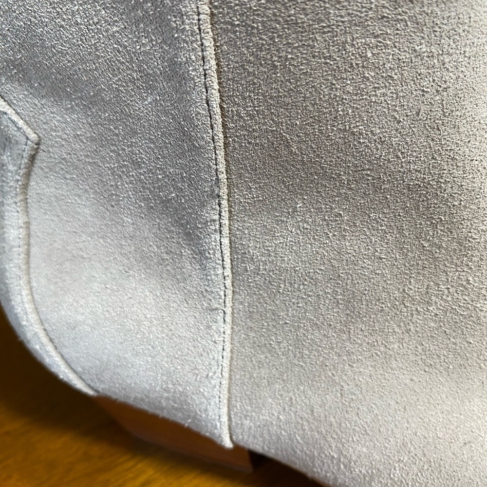 Nine West-NWT size 8.5 light putty gray “tristan” suede bootie.Side zip, 2” heel - Picture 6 of 14